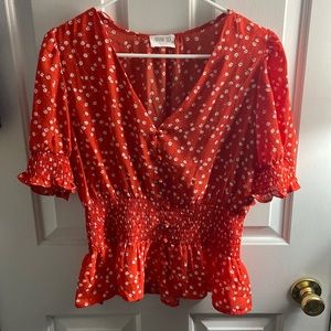 Red flower blouse